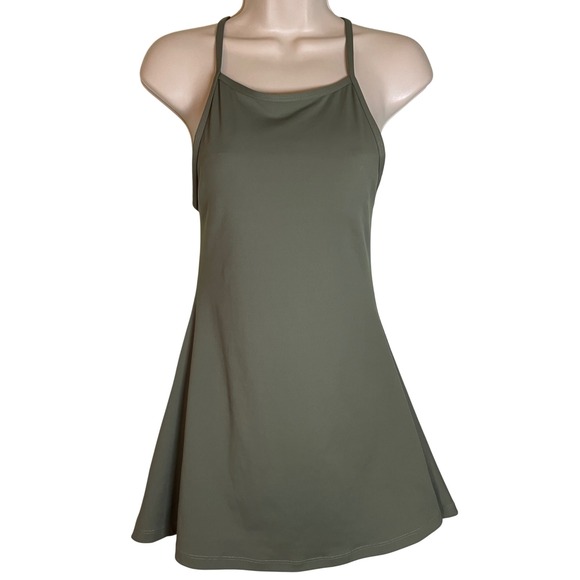 Pink Lily Dresses & Skirts - Pink Lily Green Active Dress Size Small Built-in Shorts Cross Back Athleisure